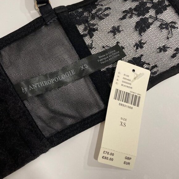 Anthropologie Black Mesh Bustier Corset Cami Crop Top - Picture 5 of 5